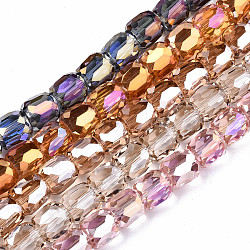 Transparent Electroplate Glass Beads Strands, AB Color Plated, Faceted, Column, Mixed Color, 10x10mm, Hole: 1.4mm, about 50pcs/strand, 19.69inch, (50cm)