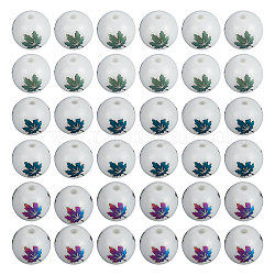 Chgcraft 240 pièces 3 couleurs thème automne galvanoplastie perles de verre, rond avec motif feuille d'érable, couleur mixte, 8~8.5mm, Trou: 1.5mm