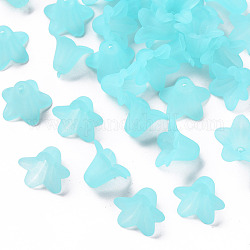 Transparent Acrylic Beads, Frosted, Flower, Light Cyan, 17.5x12mm, Hole: 1.5mm, about 770pcs/500g