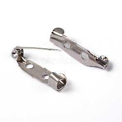 Iron Brooch Findings, Back Bar Pins, with Two Holes, Platinum, 20x5mm, Hole: 2mm, Pin: 1mm