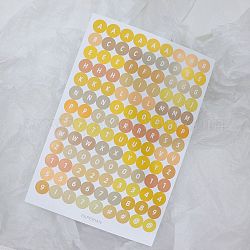 Selbstklebende dekorative Buchstabenaufkleber aus Papier, Runde, gepunktete Buchstaben-A-Z-Nummer-0~9-Aufkleber für Party-Dekorationsgeschenke, Gelb, 180x120 mm