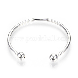Alliage brassard bracelet pour création de bijoux de style européen, couleur argentée, 54 mm (2-1/8 pouces)