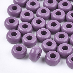 Opaque Acrylic European Beads, Large Hole Beads, Rondelle, Old Rose, 13x7mm, Hole: 5mm, about 700pcs/500g