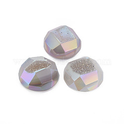Кабошоны из кристаллов натурального агата, граненые, AB цвет, полукруглый, 28~29x11 мм