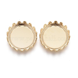 304 Stainless Steel Cabochon Settings, Lace Edge Bezel Cups, Flat Round, Golden, Tray: 12mm, 13x3.5mm
