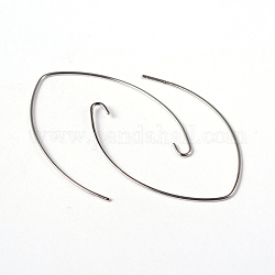 Brass Earring Hooks, Ear Wire, Platinum, Size: about 23mm wide, 37mm long, 1mm thick.