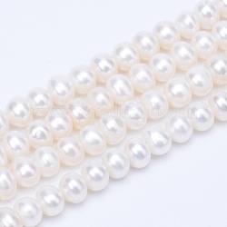 Hebras de perlas de agua dulce cultivadas naturales, redondo, blanco floral, 4.5~5mm, agujero: 0.8 mm, aproximamente 81~83 pcs / cadena, 14.45 pulgada ~ 15.08 pulgadas (36.7~38.3 cm)