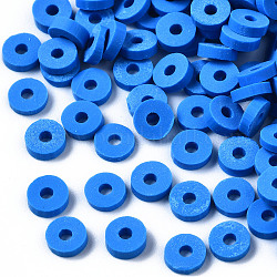 Perle di argilla polimerica fatte a mano ecologiche, Disco / rotondo piatta, perline Heishi, blu, 4x1mm, Foro: 1 mm, circa 55000pcs/1000g