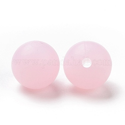Luminous Silicone Beads, Chewing Beads For Teethers, DIY Nursing Necklaces Making, Round, Pearl Pink, 12x11.5mm, Hole: 2mm