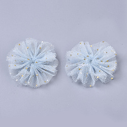 Organza Stoff Blumen, mit folie, für DIY Stirnbänder Blumenzubehör Hochzeit Haarschmuck für Mädchen Frauen, Licht Himmel blau, 42x5 mm