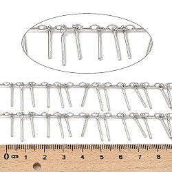Cadenas de eslabones de latón chapado en rack, Plateado de larga duración, soldada, con carrete, Platino, bar: 14x2x1 mm, aproximadamente 32.81 pie (10 m) / rollo