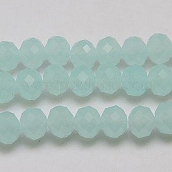 Faceted Rondelle Imitation Jade Glass Bead Strands, Pale Turquoise, 10x8mm, Hole: 1mm, about 66pcs/strand, 21.2inch