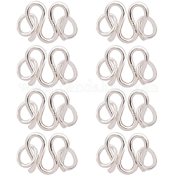 CREATCABIN 8Pcs 925 Sterling Silver S-Hook Clasps, M Clasps, Silver, 8x8.5x1mm, Hole: 3.6mm