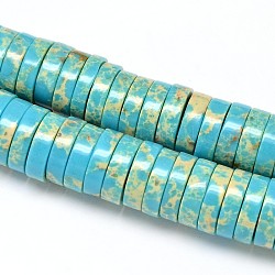 Flat Round/Disc Synthetic Turquoise Beads Strands, Heishi Beads, 12x4mm, Hole: 1mm, about 100pcs/strand, 15.7inch