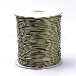 Cordes en polyester ciré coréen tressé, vert olive foncé, 0.8mm, environ 87.48 yards (80 m)/rouleau
