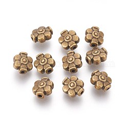 Perline in lega stile tibetano, piombo & cadimo libero, fiore, bronzo antico, 9x8x5mm, Foro: 1.5 mm