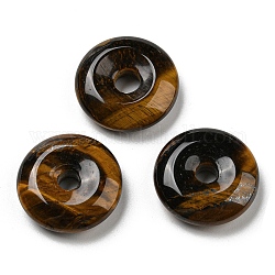 Colgantes de ojo de tigre naturales, dijes de donut/disco pi, 24.5~25x6.5~7mm, agujero: 5~6 mm