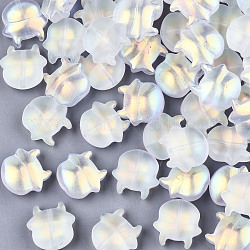 Perlas de vidrio pintado en aerosol transparente, color de ab chapado, esmerilado, vaca, claro ab, 11.5x12x6mm, agujero: 1 mm