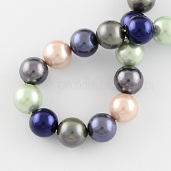 Shell Bead Strands, Imitation Pearl Bead, Grade A, Round, DarkSlate Blue, 10mm, Hole: 1mm, 38~40pcs/strand, 15.7 inch