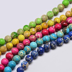 Fili di perle di diaspro imperiale naturale, tondo, tinto, colore misto, 8mm, Foro: 1 mm, circa 48pcs/filo, 15.7 pollice
