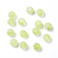 Perles de verre tchèques, avec lavage d'or, citrouille / melon rond, pelouse verte, 8mm, trou: 0.8 mm, environ 140 PCs / sachet , 95~100 g / sac