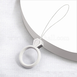 Anelli per cellulare in silicone, cordini pendenti corti ad anello per dito, bianco, 7.5cm, Anello: 30 mm