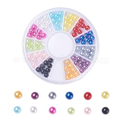 Nail Art Decoration Accessories, Imitation Pearl Acrylic Beads, No Hole, Round, Mixed Color, 4mm, 84