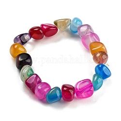 Braccialetti elasticizzati con perline di agata naturale tinti e riscaldati, colorato, diametro interno: 2 pollice (5.2 cm)