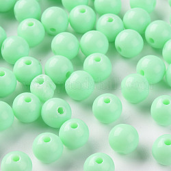 Perles acryliques opaques, ronde, aigue-marine, 8x7mm, Trou: 2mm, environ 111 pcs/500 g