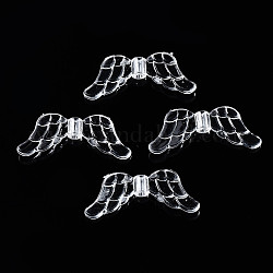 Transparent Clear Acrylic Faceted Wing Beads, 29x12x3.5mm, Hole: 1.8mm