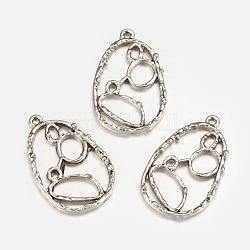 Alloy Pendants, Lead Free and Cadmium Free, Antique Silver, teardrop, about 34mm long, 21mm wide, 2mm thick, hole: 2mm