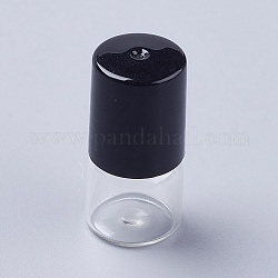 ガラスのエッセンシャルオイルの空の香水瓶  ローラーボールとプラスチックキャップ付き  透明  16x35mm  2ml(0.06液量オンス)/ボトル