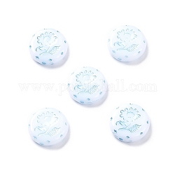 Opake Legierung Perlen, Metall umschlungen, flach rund mit Blumenmuster, weiß, 17.5~18x5~5.5 mm, Bohrung: 1.8 mm, ca. 399 Stk. / 500 g
