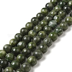 Perles de jade taiwan naturelles, ronde, olive, environ 10 mm de diamètre, Trou: 1mm, Environ 38 pcs/chapelet, 15 pouce