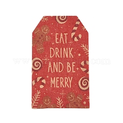 Etiquetas de regalo de papel, etiquetas de suspensión, para manualidades, para la Navidad, con la palabra comer, beber y ser feliz, colorido, 50x30x0.3mm, agujero: 5 mm