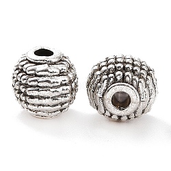 Tibetischer stil legierung perlen, Runde, Antik Silber Farbe, 8x8.5 mm, Bohrung: 2 mm, ca. 606 Stk. / 1000 g