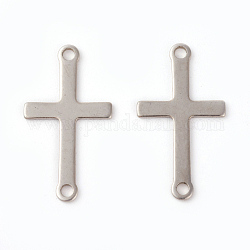 201 Stainless Steel Links connectors, Sideways Cross, Stainless Steel Color, 23x12.5x0.6mm, Hole: 1.6mm