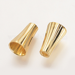Coni di perline in ottone, nichel libero, vero placcato oro 18k, 7x5mm, Foro: 1.5 mm, diametro interno: 4mm