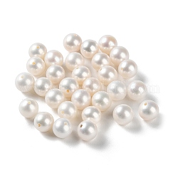 Culture des perles perles d'eau douce naturelles, la moitié foré, Note 4 un, ronde, fumée blanche, 6~6.5mm, Trou: 0.9mm