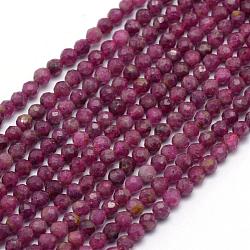 Perles de rubis / corindon rouge naturelles, facette, ronde, 3.5mm, Trou: 0.6mm, Environ 112 pcs/chapelet, 15.35 pouce (39 cm)