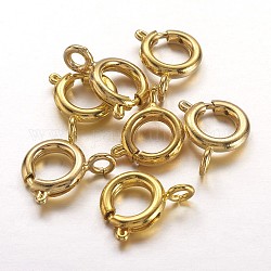 Латунная застежка пружинного кольца, отлично подходит для изготовления ювелирных изделий, золотые, 9 мм, отверстие : 1.5 мм