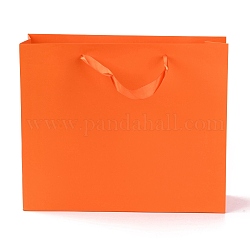 Sacs en papier rectangle, avec poignées, pour sacs-cadeaux et sacs à provisions, rouge-orange, 25x30x0.6 cm
