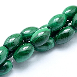 Chapelets de perles en malachite naturelle, riz, 11~12x8mm, Trou: 0.8mm, Environ 33 pcs/chapelet, 14.96 pouce (38 cm)