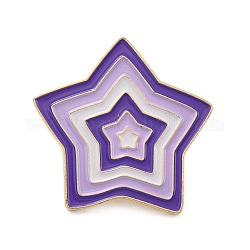 Pin de esmalte de estrella, Broche de esmalte de aleación geométrica para ropa de mochila, dorado, lila, 29x32x9.5mm, pin: 1 mm