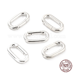 925 anillos de puerta de resorte de plata esterlina, oval, plata, 17x9x2.5mm, diámetro interior: 12.5x5 mm