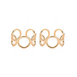 Accessoires d'anneaux de manchette en laiton, supports des anneaux ouverts, sans nickel, véritable 18k plaqué or, nous taille 6 1/2 (16.9mm)