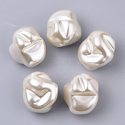 Perle di perle imitazione plastica abs, pepite, bianco floreale, 22.5x20.5mm, Foro: 1.5 mm