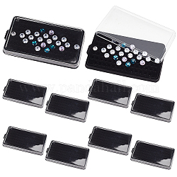 Boîte de rangement rectangulaire en plastique transparent à 100 trou pour diamants, étui de rangement pour pierres précieuses en cristal avec intérieur en velours, noir, 12.4x6.7x0.8 cm