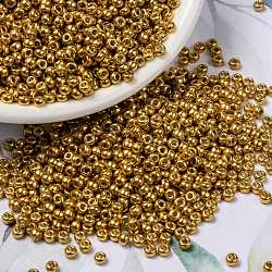 Miyuki runde Rocailles Perlen, japanische Saatperlen, 8/0, (rr4203) duracoat verzinktes gelbgold, 8/0, 3 mm, Bohrung: 1 mm, ca. 2111~2277 Stk. / 50 g