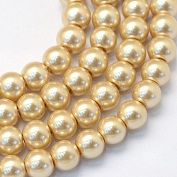 Baking Painted Pearlized Glass Pearl Round Bead Strands, BurlyWood, 6~7mm, Hole: 1mm, about 145pcs/strand, 31.4 inch